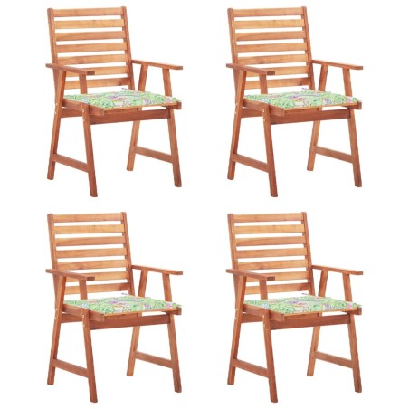 vidaXL Sillas comedor de jardín y cojines 4 uds madera maciza acacia