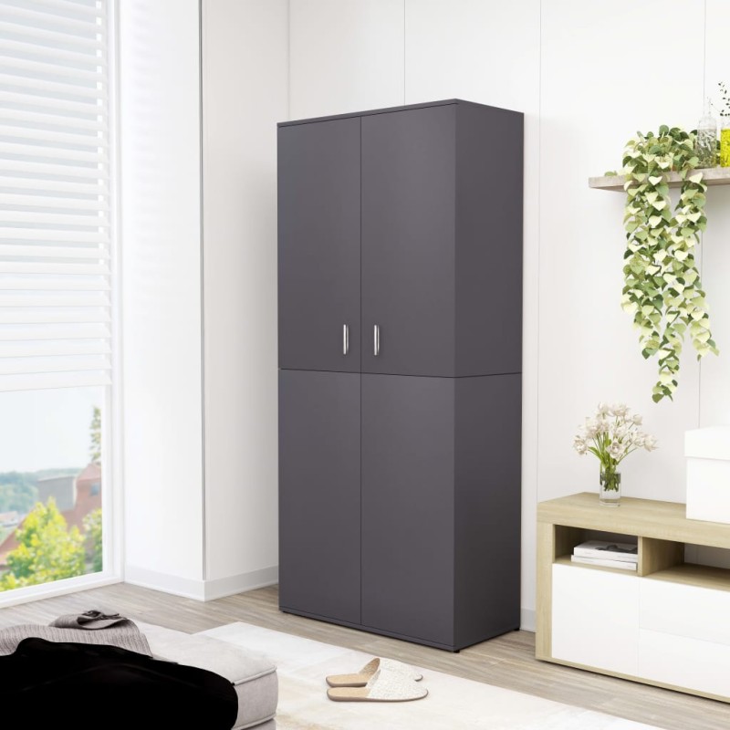 vidaXL Mueble zapatero de madera contrachapada gris 80x39x178 cm vidaXL Mueble zapatero de madera contrachapada gris 80x39x178 cm
