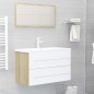 vidaXL Set de muebles de baño 2 pzas madera contrachapada blanco roble vidaXL Set de muebles de baño 2 pzas madera contrachapada blanco roble