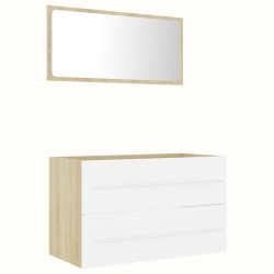 vidaXL Set de muebles de baño 2 pzas madera contrachapada blanco roble