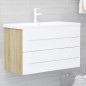 vidaXL Set de muebles de baño 2 pzas madera contrachapada blanco roble vidaXL Set de muebles de baño 2 pzas madera contrachapada blanco roble