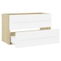 vidaXL Set de muebles de baño 2 pzas madera contrachapada blanco roble vidaXL Set de muebles de baño 2 pzas madera contrachapada blanco roble