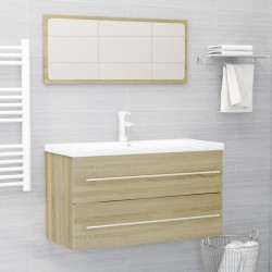 vidaXL Set de muebles de baño 2 pzas contrachapada roble Sonoma