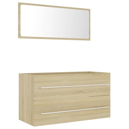 vidaXL Set de muebles de baño 2 pzas contrachapada roble Sonoma