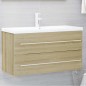 vidaXL Set de muebles de baño 2 pzas contrachapada roble Sonoma vidaXL Set de muebles de baño 2 pzas contrachapada roble Sonoma