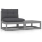 vidaXL Set de muebles de jardín 2 pzas con cojines madera pino gris
