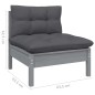 vidaXL Juego muebles de jardín 3 pzas cojines gris madera pino maciza vidaXL Juego muebles de jardín 3 pzas cojines gris madera pino maciza