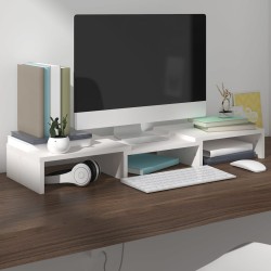 vidaXL Soporte de monitor madera maciza de pino blanco 60x24x10,5 cm