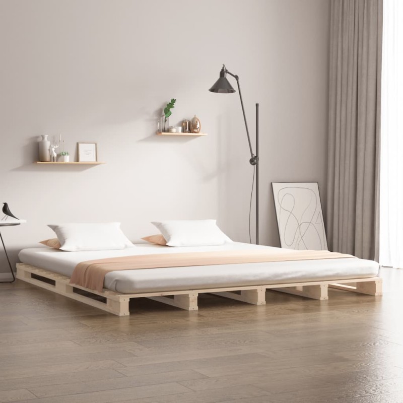 vidaXL Cama de palets de madera maciza de pino 140x200 cm vidaXL Cama de palets de madera maciza de pino 140x200 cm
