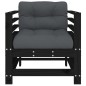 vidaXL Sillones de jardín con cojines 2 uds madera maciza pino negro vidaXL Sillones de jardín con cojines 2 uds madera maciza pino negro