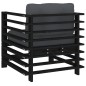 vidaXL Sillones de jardín con cojines 2 uds madera maciza pino negro vidaXL Sillones de jardín con cojines 2 uds madera maciza pino negro
