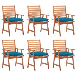 vidaXL Sillas comedor de jardín y cojines 6 uds madera maciza acacia 