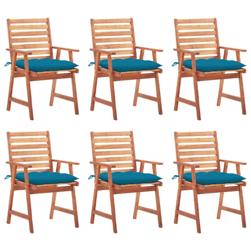 vidaXL Sillas comedor de jardín y cojines 6 uds madera maciza acacia vidaXL Sillas comedor de jardín y cojines 6 uds madera maciza acacia