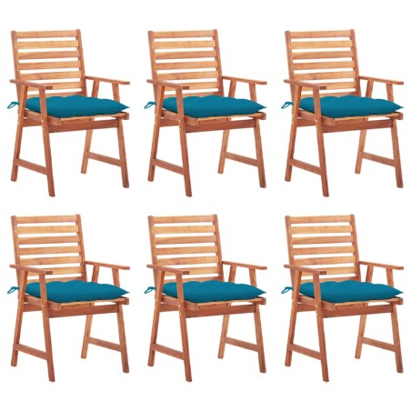 vidaXL Sillas comedor de jardín y cojines 6 uds madera maciza acacia 