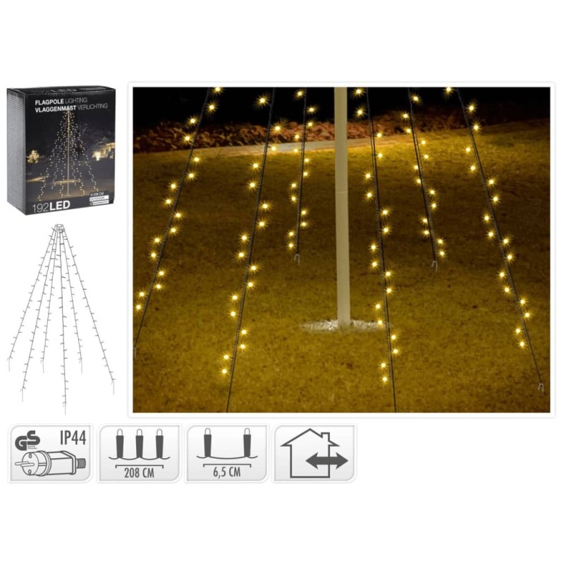 Ambiance Luz de asta de bandera de Navidad con 192 LEDs 208 cm Ambiance Luz de asta de bandera de Navidad con 192 LEDs 208 cm