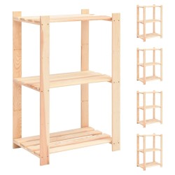 vidaXL Estantería 3 niveles 5 unidades madera pino maciza 150 kg