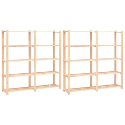vidaXL Estantería 5 niveles 2 unidades madera pino maciza 500 kg 
