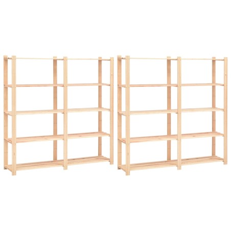 vidaXL Estantería 5 niveles 2 unidades madera pino maciza 500 kg 