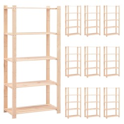 vidaXL Estantería 5 niveles 10 unidades madera pino maciza 250 kg 