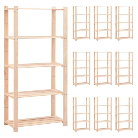 vidaXL Estantería 5 niveles 10 unidades madera pino maciza 250 kg 