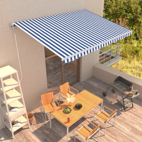 vidaXL Toldo automático retráctil azul y blanco 450x300 cm