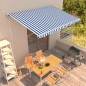 vidaXL Toldo automático retráctil azul y blanco 450x300 cm