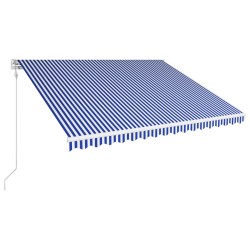 vidaXL Toldo automático retráctil azul y blanco 450x300 cm