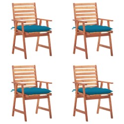 vidaXL Sillas comedor de jardín y cojines 4 uds madera maciza acacia