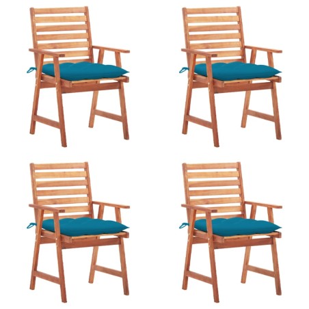 vidaXL Sillas comedor de jardín y cojines 4 uds madera maciza acacia