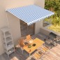 vidaXL Toldo manual retráctil azul y blanco 400x300 cm vidaXL Toldo manual retráctil azul y blanco 400x300 cm
