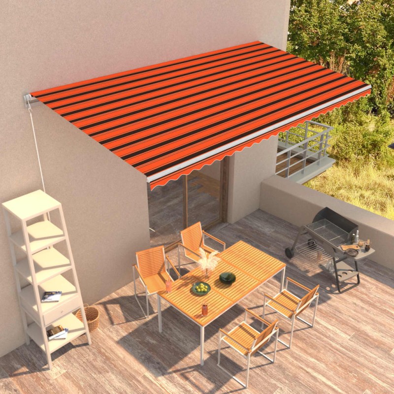 vidaXL Toldo manual retráctil naranja y marrón 600x300 cm vidaXL Toldo manual retráctil naranja y marrón 600x300 cm