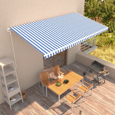 vidaXL Toldo automático retráctil azul y blanco 600x300 cm