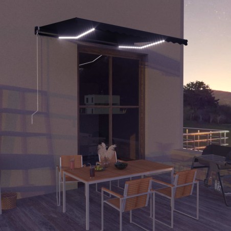 vidaXL Toldo retráctil manual con LED gris antracita 350x250 cm