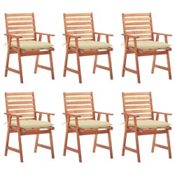 vidaXL Sillas comedor de jardín y cojines 6 uds madera maciza acacia 