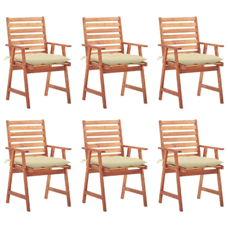 vidaXL Sillas comedor de jardín y cojines 6 uds madera maciza acacia vidaXL Sillas comedor de jardín y cojines 6 uds madera maciza acacia