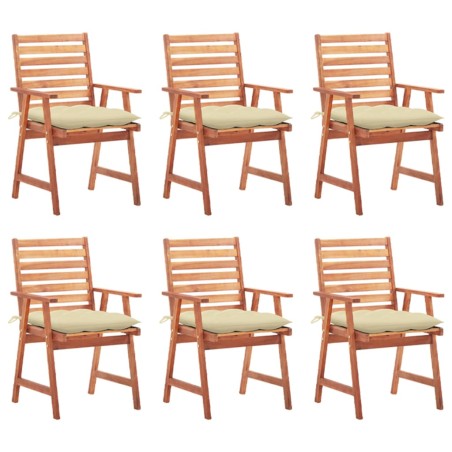 vidaXL Sillas comedor de jardín y cojines 6 uds madera maciza acacia 
