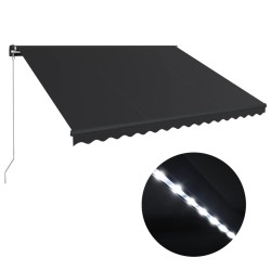 vidaXL Toldo retráctil manual con LED gris antracita 450x300 cm