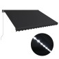 vidaXL Toldo retráctil manual con LED gris antracita 450x300 cm vidaXL Toldo retráctil manual con LED gris antracita 450x300 cm