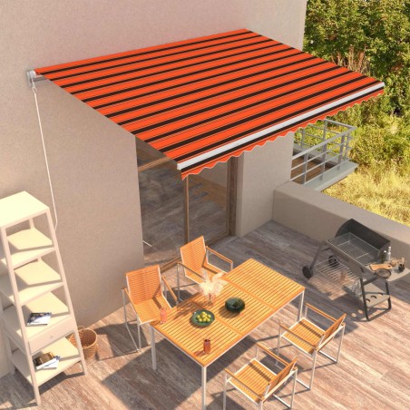 vidaXL Toldo manual retráctil naranja y marrón 450x300 cm