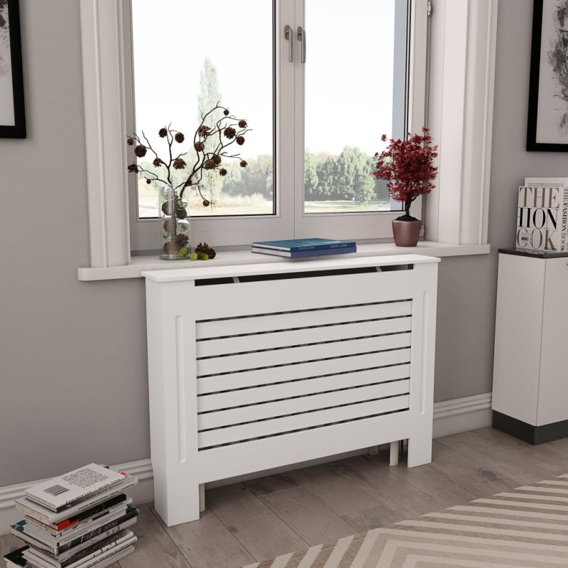 vidaXL Cubiertas para radiador 2 unidades MDF blanco 112x19x81,5 cm vidaXL Cubiertas para radiador 2 unidades MDF blanco 112x19x81,5 cm