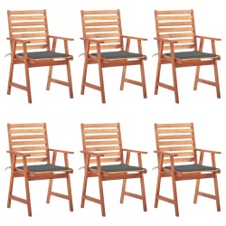 vidaXL Sillas comedor de jardín y cojines 6 uds madera maciza acacia 