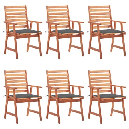 vidaXL Sillas comedor de jardín y cojines 6 uds madera maciza acacia 