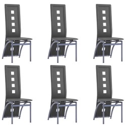 vidaXL Sillas de comedor 6 unidades cuero sintético gris