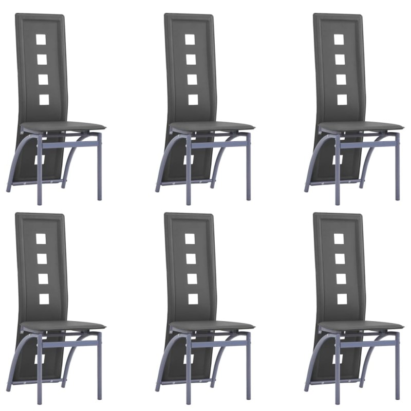 vidaXL Sillas de comedor 6 unidades cuero sintético gris