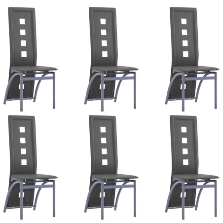 vidaXL Sillas de comedor 6 unidades cuero sintético gris