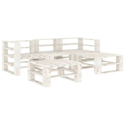 vidaXL Juego de muebles de palets para jardín 5 piezas madera blanco