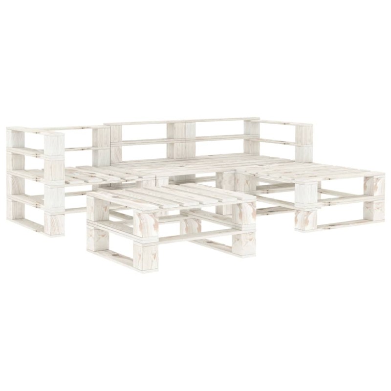 vidaXL Juego de muebles de palets para jardín 5 piezas madera blanco vidaXL Juego de muebles de palets para jardín 5 piezas madera blanco