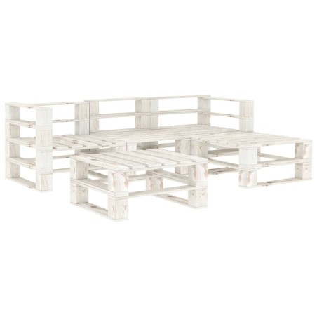 vidaXL Juego de muebles de palets para jardín 5 piezas madera blanco