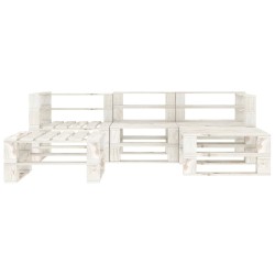 vidaXL Juego de muebles de palets para jardín 5 piezas madera blanco