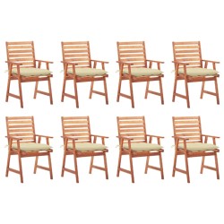 vidaXL Sillas comedor de jardín y cojines 8 uds madera maciza acacia 